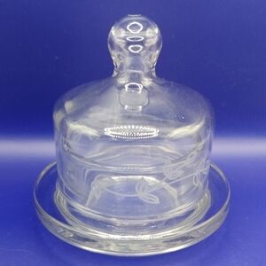 Princess House Heritage crystal mini covered butter dish 3.5" Diameter And Heigh